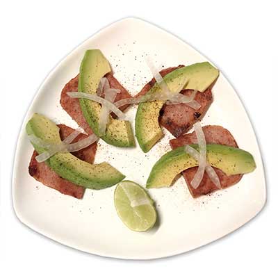 Spam y aguacate a la plancha