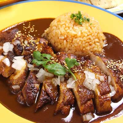 Pollo a la parrilla con mole