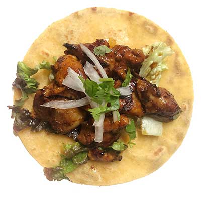 Tacos de pollo teriyaki