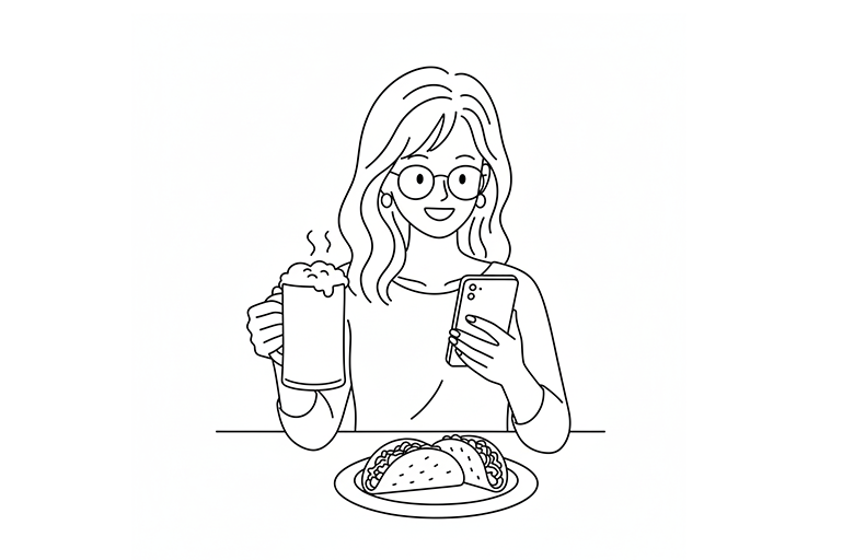 Enjoying a solo meal